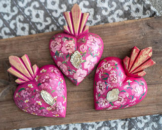 Milagro Wooden Sacred Heart Crimson