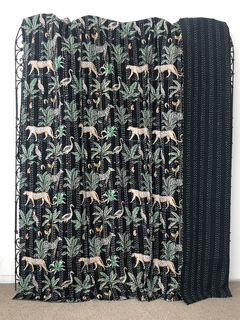 Jungle Kantha Quilt Black