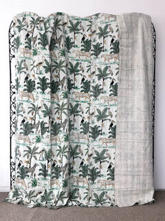 Jungle Kantha Quilt White