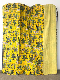 Jungle Kantha Quilt Bright Yellow