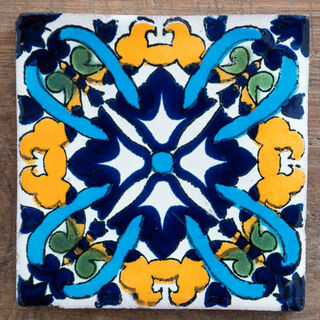 Linaria Blue Green Yellow Tile