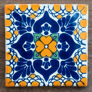 Flores Yellow Blue Tile