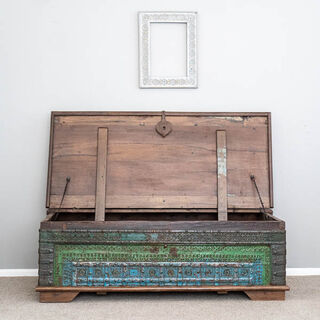 Vintage Pittarah Blanket Box Blue Green