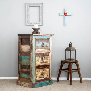 Tall Rustic Indian 3 Drawers B