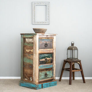 Tall Rustic Indian 3 Drawers D