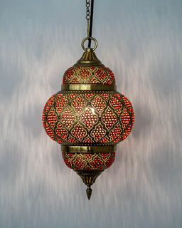 Kasbah Brass Lantern Red