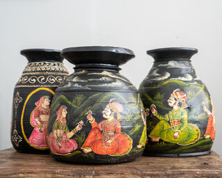 Hand Painted Rural India Water Jar