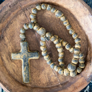 Medium Mexican Rosary Beads Black Brown