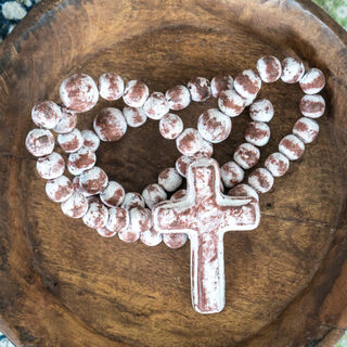 Medium Mexican Rosary Beads Red White