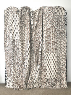 Blockprint Patchwork Kantha Quilt Brown/White