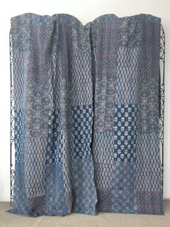 Blockprint Patchwork Kantha Quilt Blue