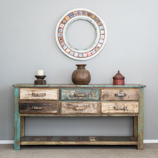 Rustic 6 Drawer Console C