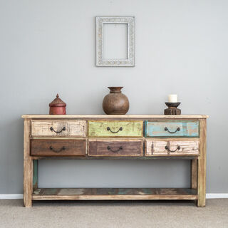 Rustic 6 Drawer Console D