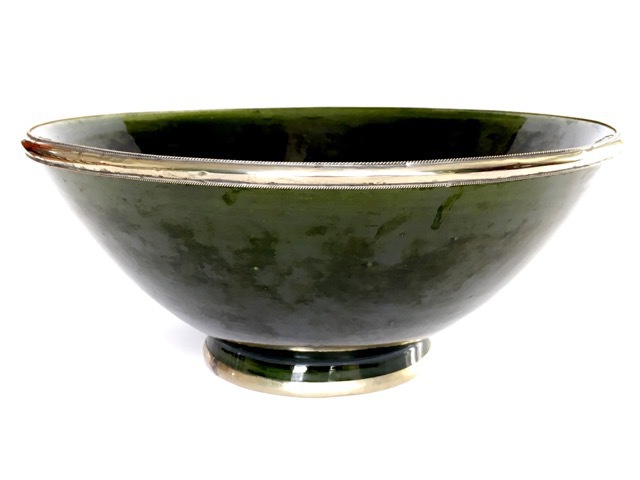 Silver Ceramic Bowl: green