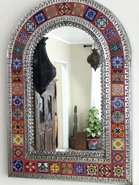 Arch Mexican Tin & Tile Mirror: orange
