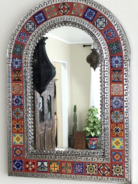 Arch Mexican Tin &amp; Tile Mirror: orange - furniture - lighting - decor