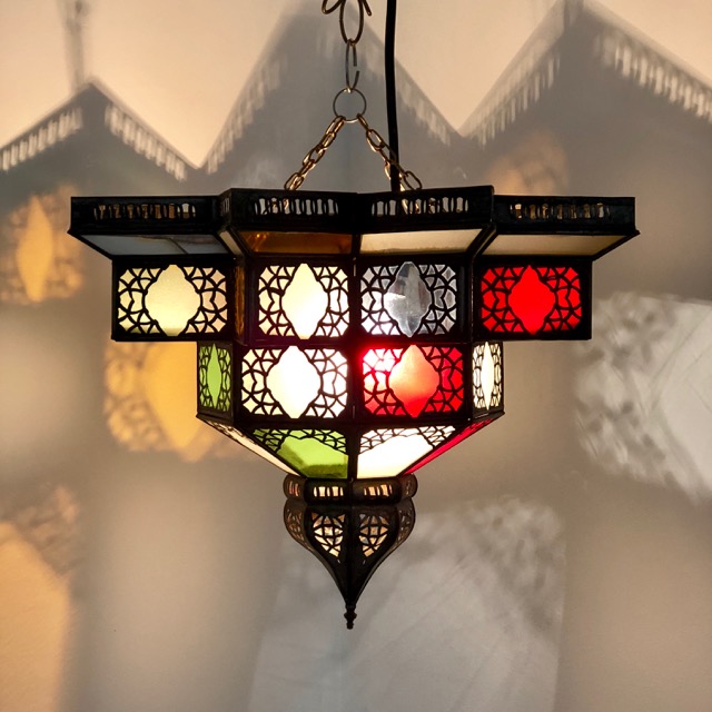 Moroccan Star Lantern: large coloured