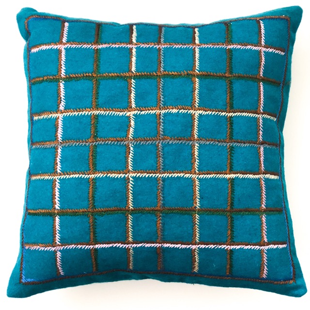 40cm Woollen Cushion Blue