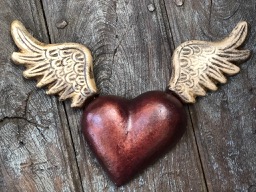 Large Winged Wall Heart Bronze