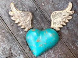 Large Winged Wall Heart Turquoise