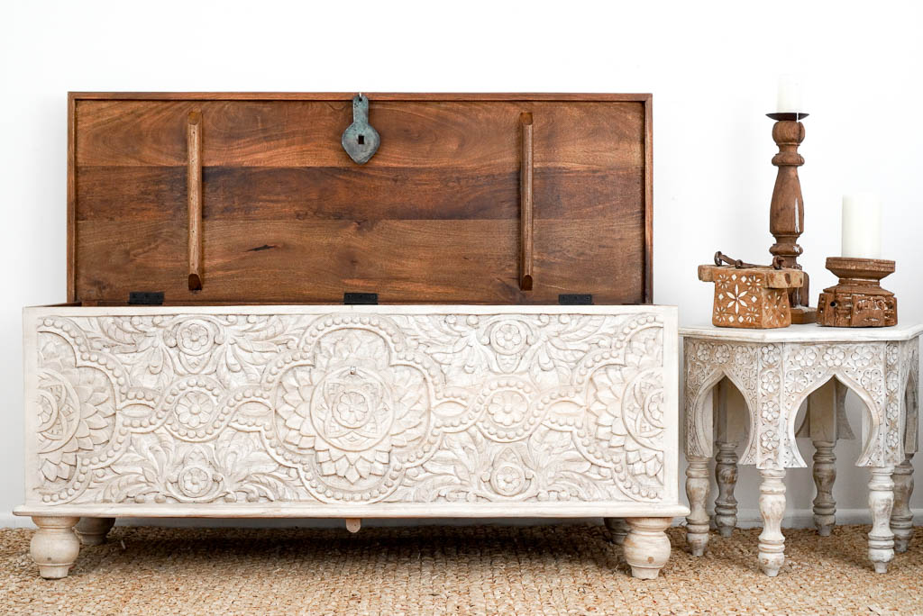 Tamara Blanket Box Whitewash furniture lighting decor