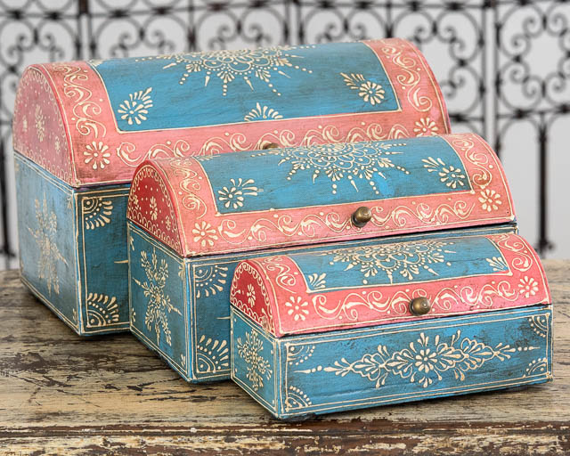Set of 3 Treasure Boxes Blue