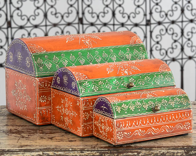 Set of 3 Treasure Boxes Orange