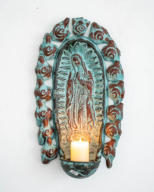 Our Lady of Guadalupe Wall Candle Green