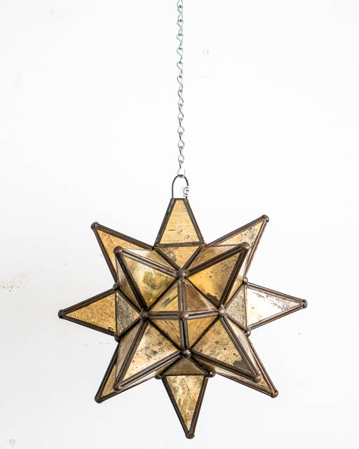 Mexican Gold Glass Star Lantern; Small