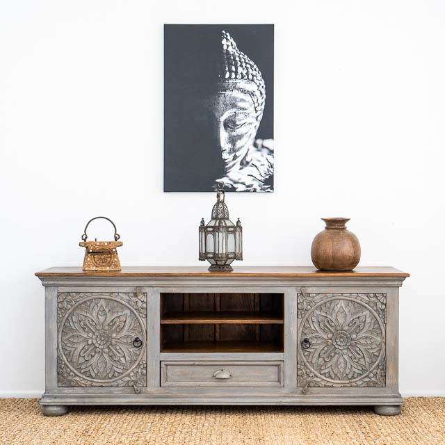 Goa TV Cabinet or Low Sideboard Grey 