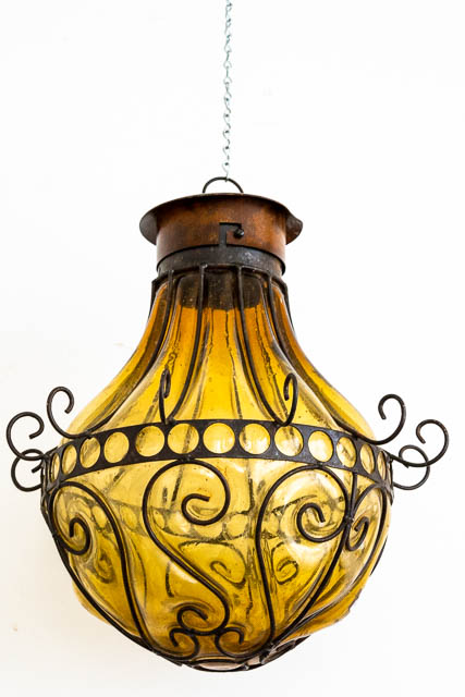 Faror Handblown Mexican Lantern Amber