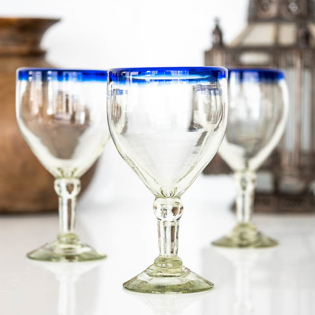 Traditional Blue Top Wine Glass