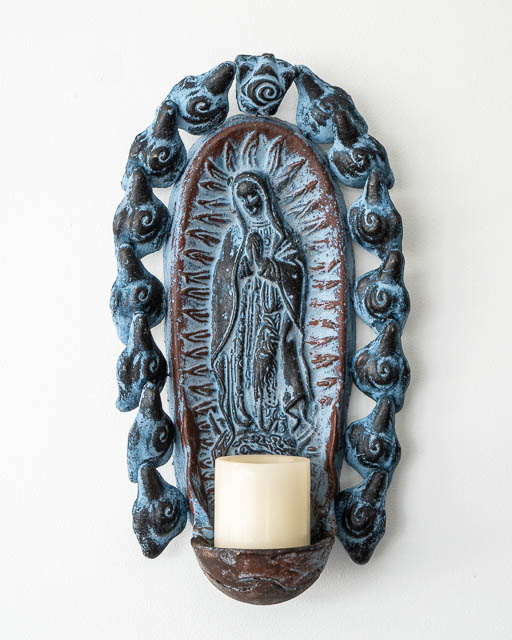 Our Lady of Guadalupe Wall Candle Blue