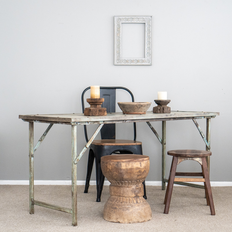 Vintage Folding Table Blue/Green