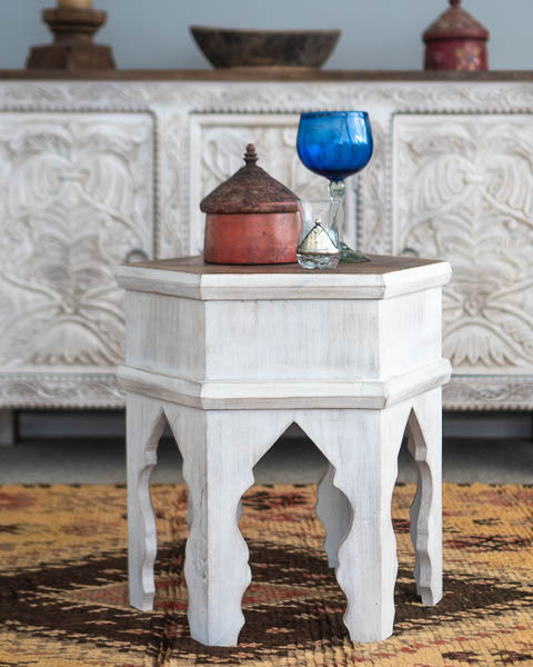 Arabian Tea Table White with Natural Top