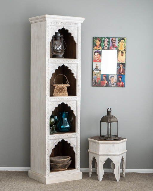 Shanti Display Cabinet White Narrow