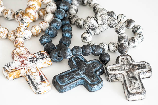Large Mexican Rosary Beads Blue/Black