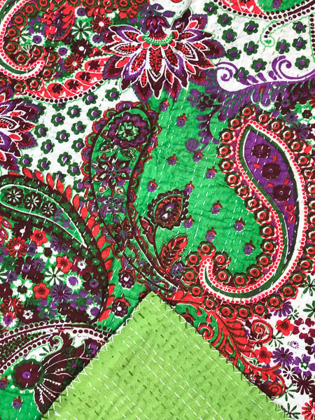 Purple Green Kantha Quilt