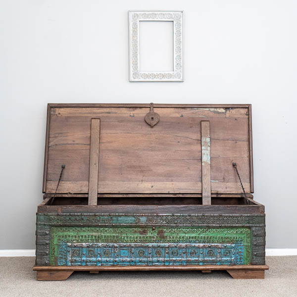 Vintage Pittarah Blanket Box Blue Green furniture lighting decor