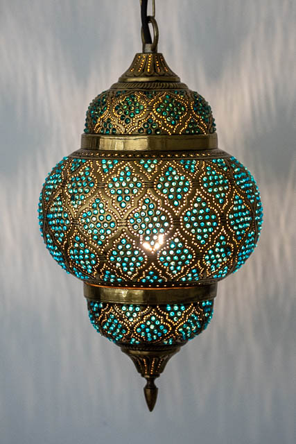 Kasbah Brass Lantern Blue