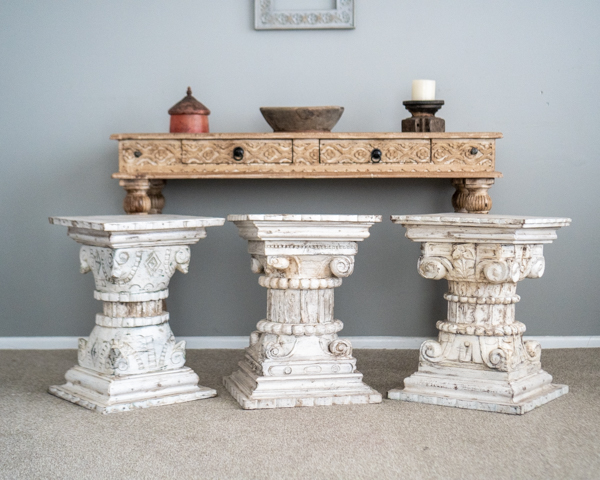 White Pillar Side Table