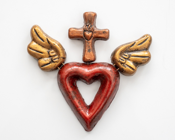 Sacred Heart with Cross Red/Yellow