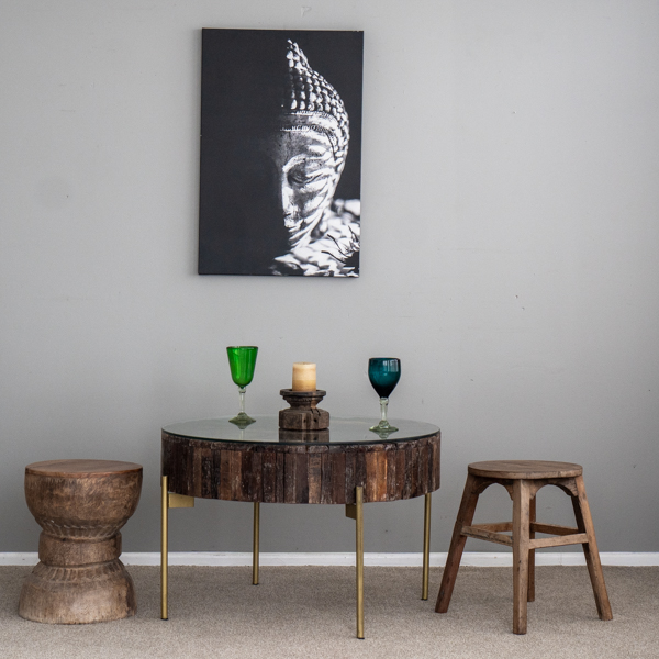 Round Parquet Coffee Table Medium