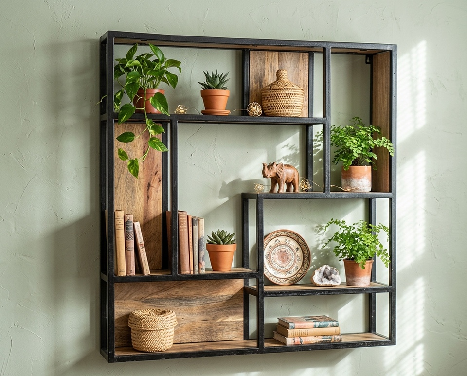 Rustic Square Wall Shelf