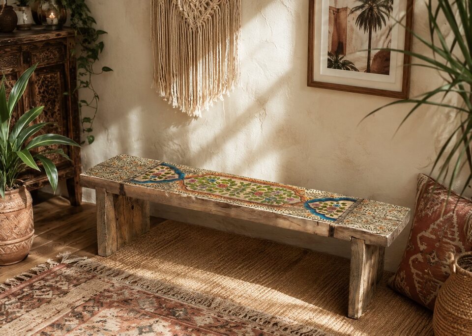 Hand Painted Boho Benchseat 2