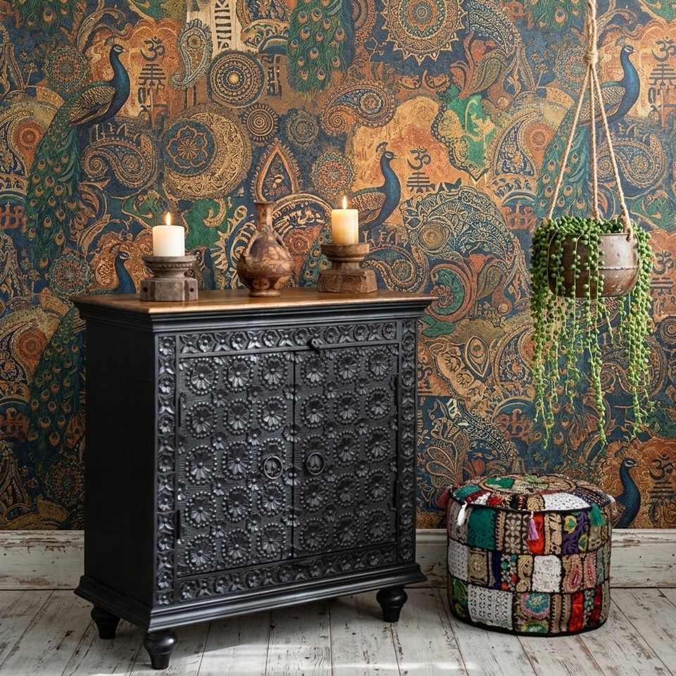 Flower Power Sideboard Black Small