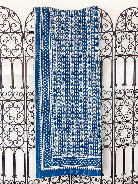 Jaipur Block Print Kantha Quilt