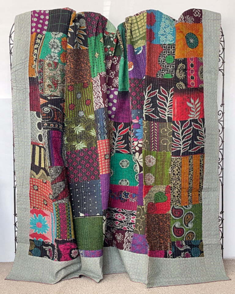 Patchwork Kantha Quilt Colourful