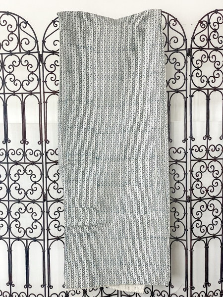 Sage Ripple Block Print Kantha Quilt