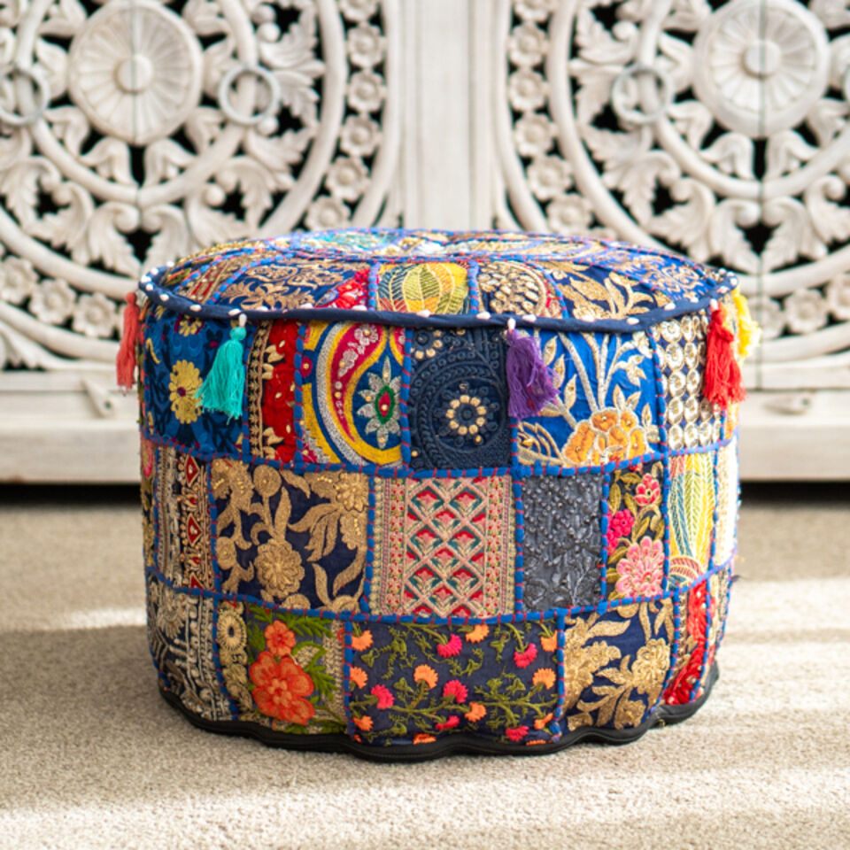 Indian Boho Pouf Purple